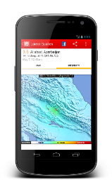 Earthquake details and intensity map screenshot